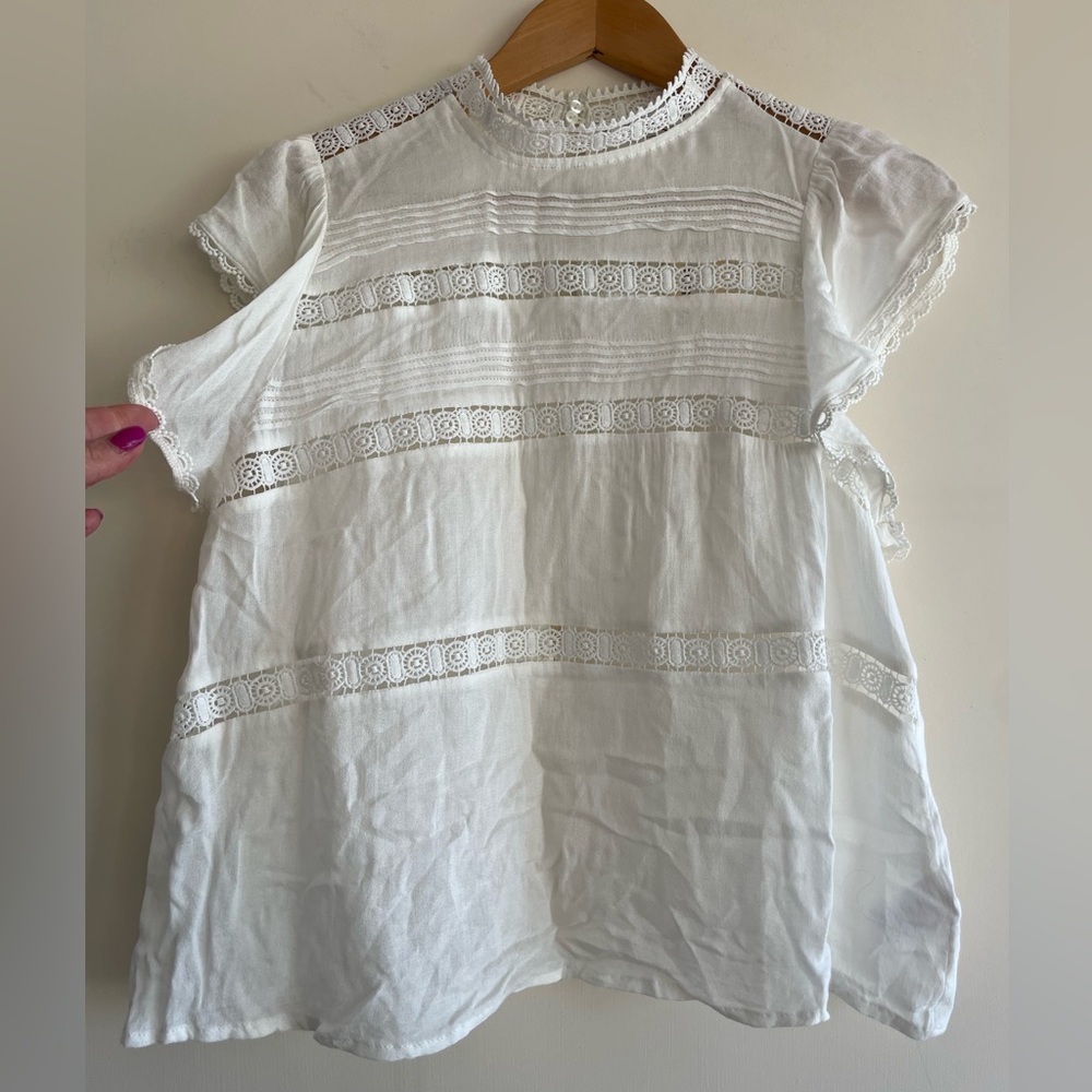 Persons Miriam Lace trim top cap sleeves preplum Ivory Size 1